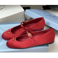 Popular Style Prada Satin ballerinas flat Red 2025 1F793N