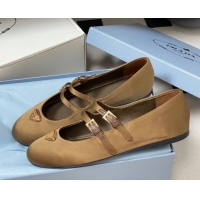 Best Product Prada Satin ballerinas flat Brown 2025 1F794N