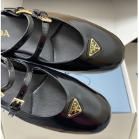 Shop Duplicate Prada Patent Leather ballerina flat mules Black 2025 1F794N