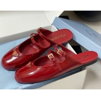 Original Cheap Prada Patent Leather ballerina flat mules Red 2025 1F794N