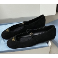 Cheap Price Prada Suede ballerinas flat Black 2025 1F793N
