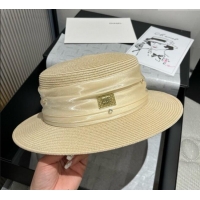 Discount Miu Miu Straw Wide Brim Hat with Shiny Band 0724 Beige 2025