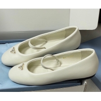 Stylish Prada Nappa Leather ballerinas flat White 2025 PR082509