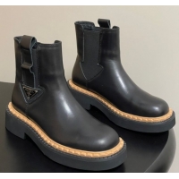 Unique Discount Prada Calf Leather Ankle Boots Black 2025 PR082511