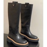 Top Grade Prada Calf Leather High Boots Black 2025 PR082512