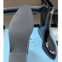 Purchase Prada Brushed Leather Ankle Boots Black 2025 PR082513