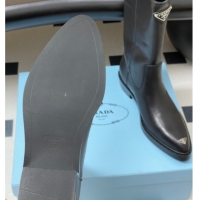 Luxury Cheap Prada Calf Leather Ankle Boots Black 2025 PR082513
