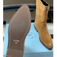 Luxury Prada Suede Ankle Boots Brown 2025 PR082513