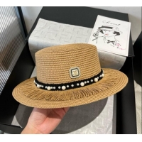 Famous Brand Chanel Straw Wide Brim Hat with Fringe 0724 2025