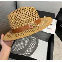 Spot Bulk Louis Vuitton Straw Wide Brim Hat with Brown Band 0724 2025