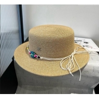 High Quality Chanel Straw Wide Brim Hat with Beads Band 0724 2025