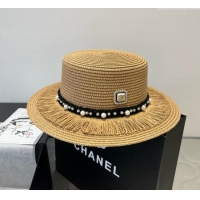 Spot Bulk Chanel Straw Wide Brim Hat with Fringe 0724 2025