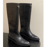 Stylish Prada Calf Leather High Boots Black 2025 PR082513