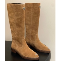 Unique Style Prada Suede High Boots Brown 2025 PR082513