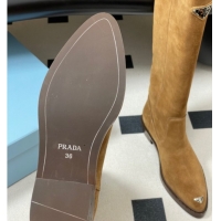 Unique Style Prada Suede High Boots Brown 2025 PR082513