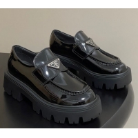 Grade Quality Prada Patent leather loafers 5cm Black 2025 1D185O
