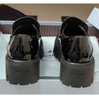 Grade Quality Prada Patent leather loafers 5cm Black 2025 1D185O