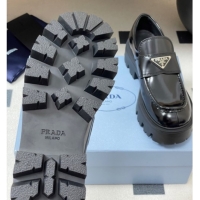 Good Quality Prada Brushed leather loafers 5cm Black 2025 1D185O
