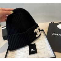 Top Grade Chanel Knit Hat with Maxi CC CH0909090 Black 2025