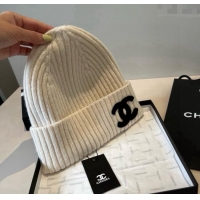 Luxury Classic Chanel Knit Hat with Maxi CC CH0909090 White 2025