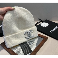 Luxury Discount Chanel Knit Hat with Maxi CC CH0909091 White 2025