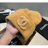 Best Product Chanel Knit Hat with Maxi CC CH0909091 Yellow 2025