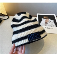 Luxury Cheap Dior Miss Striped Knit Hat DR0909093 White 2025