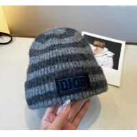 Good Taste Dior Miss Striped Knit Hat DR0909093 Grey 2025