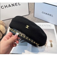 Spot Bulk Chanel Beret Hat with Chain CH090905 Black 2025