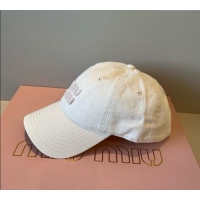 New Product Miu Miu Canvas Baseball Hat MM090913 White 2025