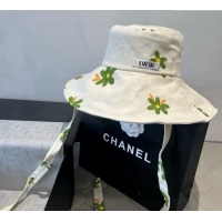Inexpensive Dior Flower Printed Bucket Hat DR090914 White/Green 2025