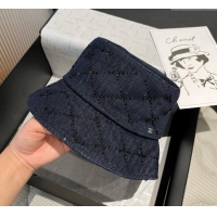 Inexpensive Chanel Denim Bucket Hat with Sequins 0909 Dark Blue 2025
