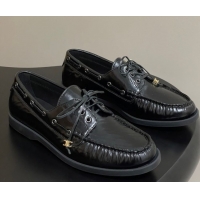 Most Popular Celine Bateau Lace-up Loafers in Calfskin Black 50826063