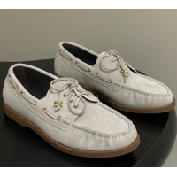Purchase Celine Bateau Lace-up Loafers in Suede Light Grey 0826065