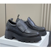 Durable Celine Triomphe Loafers 5cm in Calfskin Black 2025 CE082601