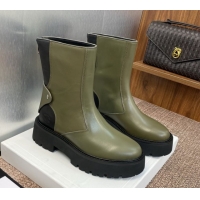 Buy New Cheap Celine Leather Ankle Boots 4.5cm Green 2025 CE082602