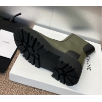 Buy New Cheap Celine Leather Ankle Boots 4.5cm Green 2025 CE082602