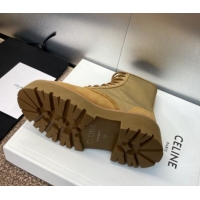 Buy Luxury Celine Suede and Fabric Laced-up Ankle Boots 4.5cm Brown 2025 CE082603