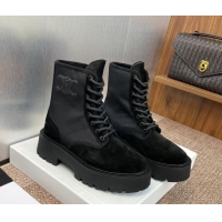 Buy Ladies Celine Suede and Fabric Laced-up Ankle Boots 4.5cm Black 2025 CE082603