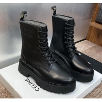 Cheapest Celine Leather Laced-up Ankle Boots 5cm Black 2025 CE082604