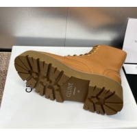 Buy Discount Celine Leather Laced-up Ankle Boots 5cm Brown Yellow 2025 CE082604