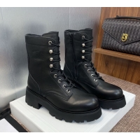 Grade Quality Celine Triomphe Rangers Mid Lace-up Boots 5cm in Calfskin Black 2025 CE082606