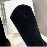 Good Quality Celine Suede Heel Mid Boots 4.5cm with Stitches Black 2025 CE082608