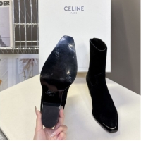 Best Grade Celine Suede Heel Ankle Boots 4.5cm Black 2025 CE082609