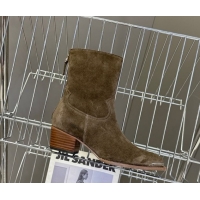 Grade Celine Suede Heel Ankle Boots 4.5cm Green 2025 CE082609
