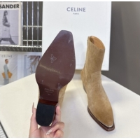 Good Looking Celine Suede Heel Ankle Boots 4.5cm Beige 2025 CE082609