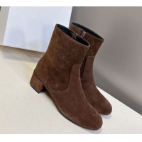 Luxury Discount Celine Les Bottes Triomphe Ankle Boots 5.5cm in Suede Brown 2025 CE082610