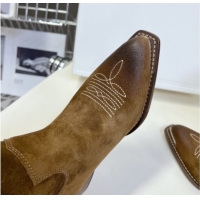 Discount Celine Suede Heel Mid Boots 4.5cm with Tassel Khaki 2025 CE082611