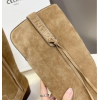 Duplicate Celine Suede Heel Mid Boots 4.5cm with Tassel Beige 2025 CE082611