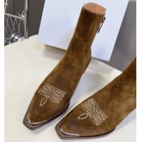 Cheap Price Celine Suede Heel Ankle Boots 4.5cm Brown 2025 CE082612